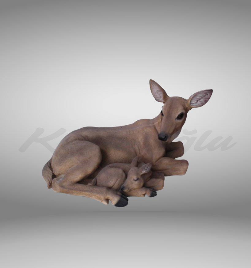 TUNUS YAVRULU KÜÇÜK DİŞİ Geyik Heykeli - 17